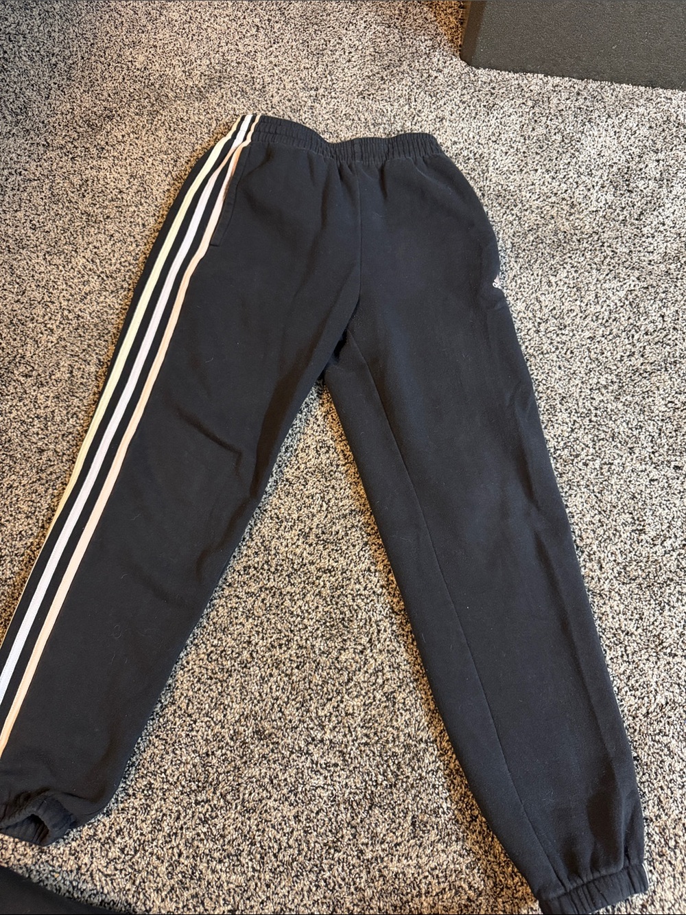 adidas Black Kids Joggers with White Side Stripes